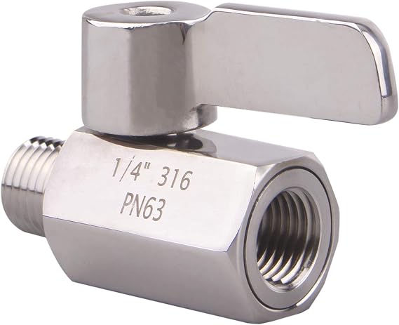 DERNORD Stainless Steel Ball Valve Mini Valve 1/4 NPT Female x Male Thread (Pack of 2)