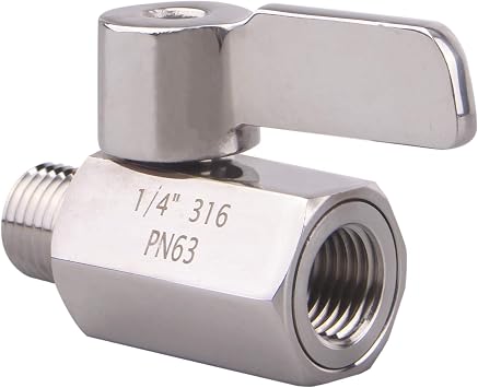 DERNORD Stainless Steel Ball Valve Mini Valve 1/4 NPT Female x Male Thread (Pack of 2)