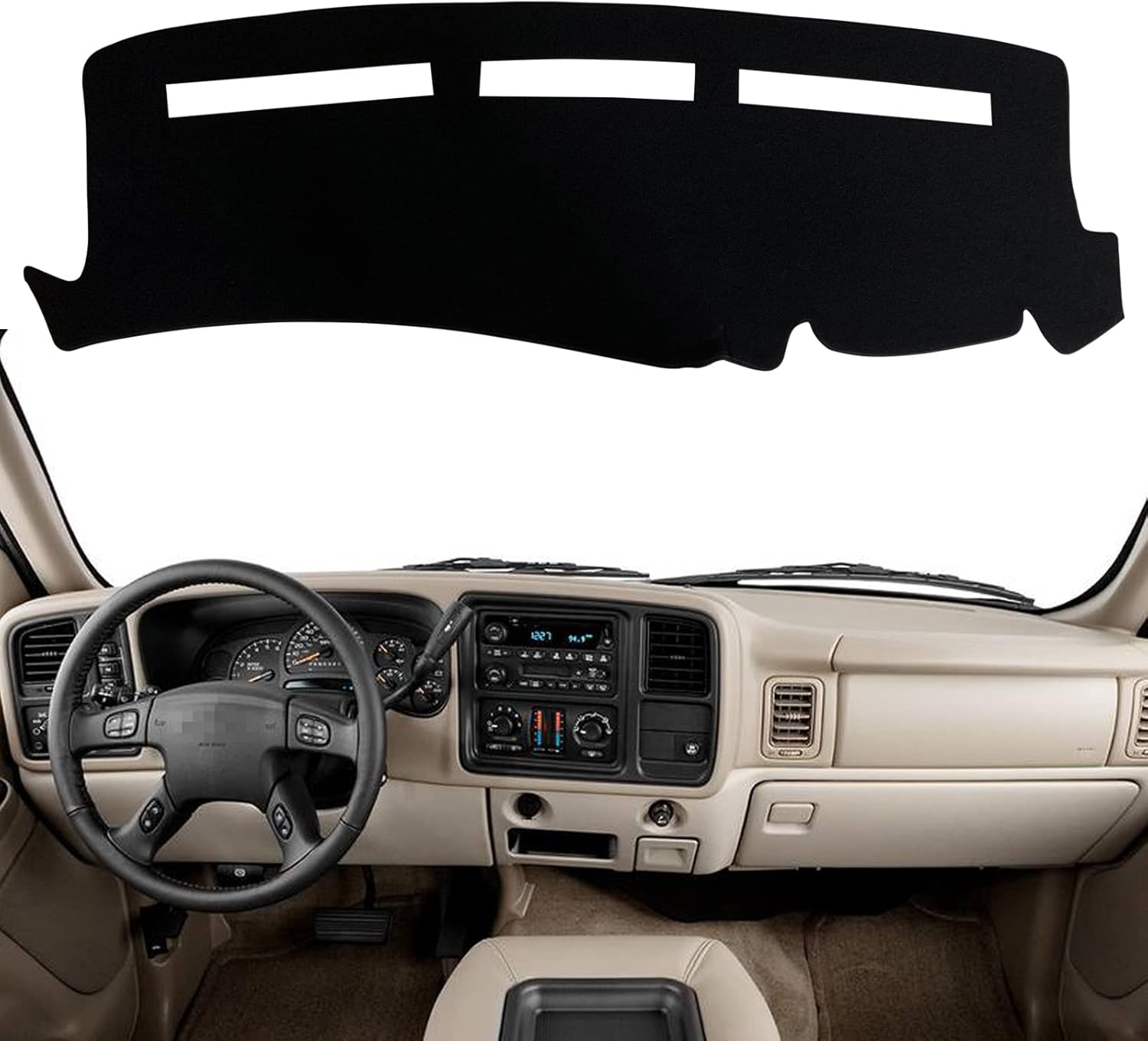 Dash Mat Cover Custom Fit for Chevy Chevrolet Silverado/GMC Sierra Truck 1999-2006, Compatible with Chevy Suburban Tahoe Avalanche/GMC Yukon SUV 2000-2006 Accessories (Black Rim)