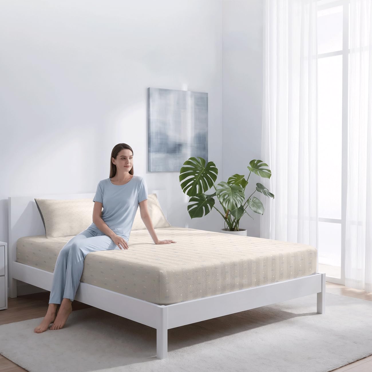 Lenzuolo Con Angoli Rinfrescante (Motivo pied de poule 7,180x200cm)