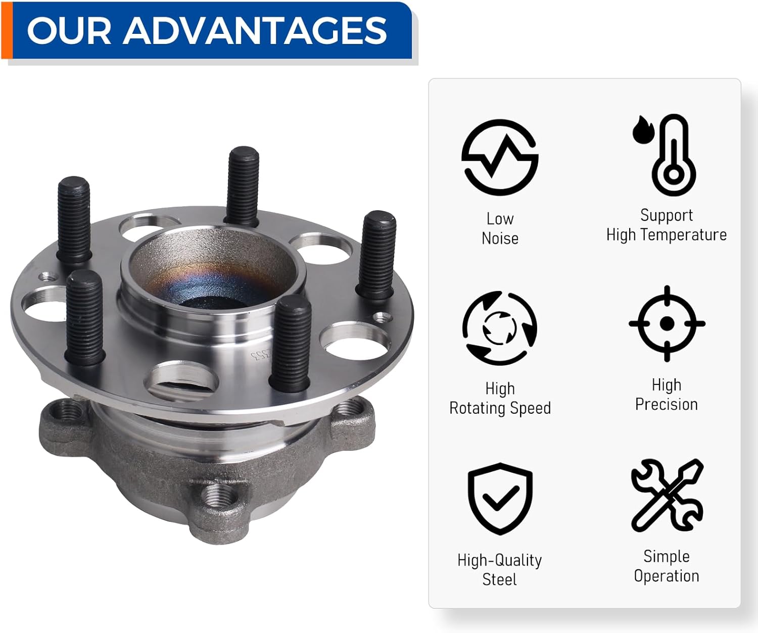 PAROD 512353 Rear Wheel Bearing & Hub Assembly Compatible with 2009-2014 Acura TSX, 2008-2012 Honda Accord 5Lugs Encoder ABS - Image 6