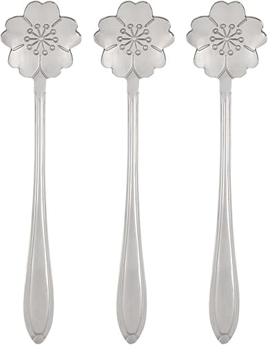 47th & Main Mini Stainless Steel Serving Spoons Flower Shaped Spoon for Coffee T