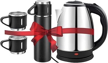 ELECRANGE Stainless Steel Combo (3 in 1) Electric Kettle 1.8 ltr,Premium Thermo Vaccum Flask Set (Insulated,500ML) With co...