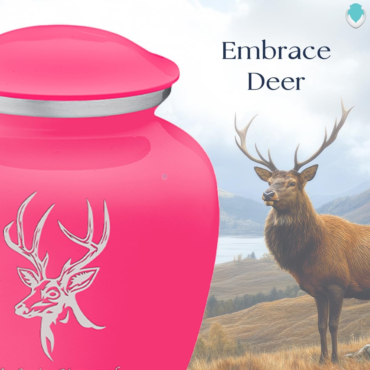 Geturns - Small Personalized Deer Cremation Urns for Human Ashes I Bright Pink Funeral Urn for Men and Women I Holds up to 44 Cubic Inches