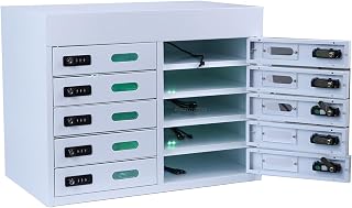 Steel Tablet Charging Cabinet Lockers with 10 Individual Compartments for iPad Tablet - Combination Locks & Built-in Type-C Charging Cords-Storage Solution for Schools, Libraries & Educational