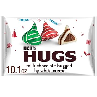 HERSHEY'S HUGS Milk Chocolate and White Creme, Christmas Candy Bag, 10.1 oz