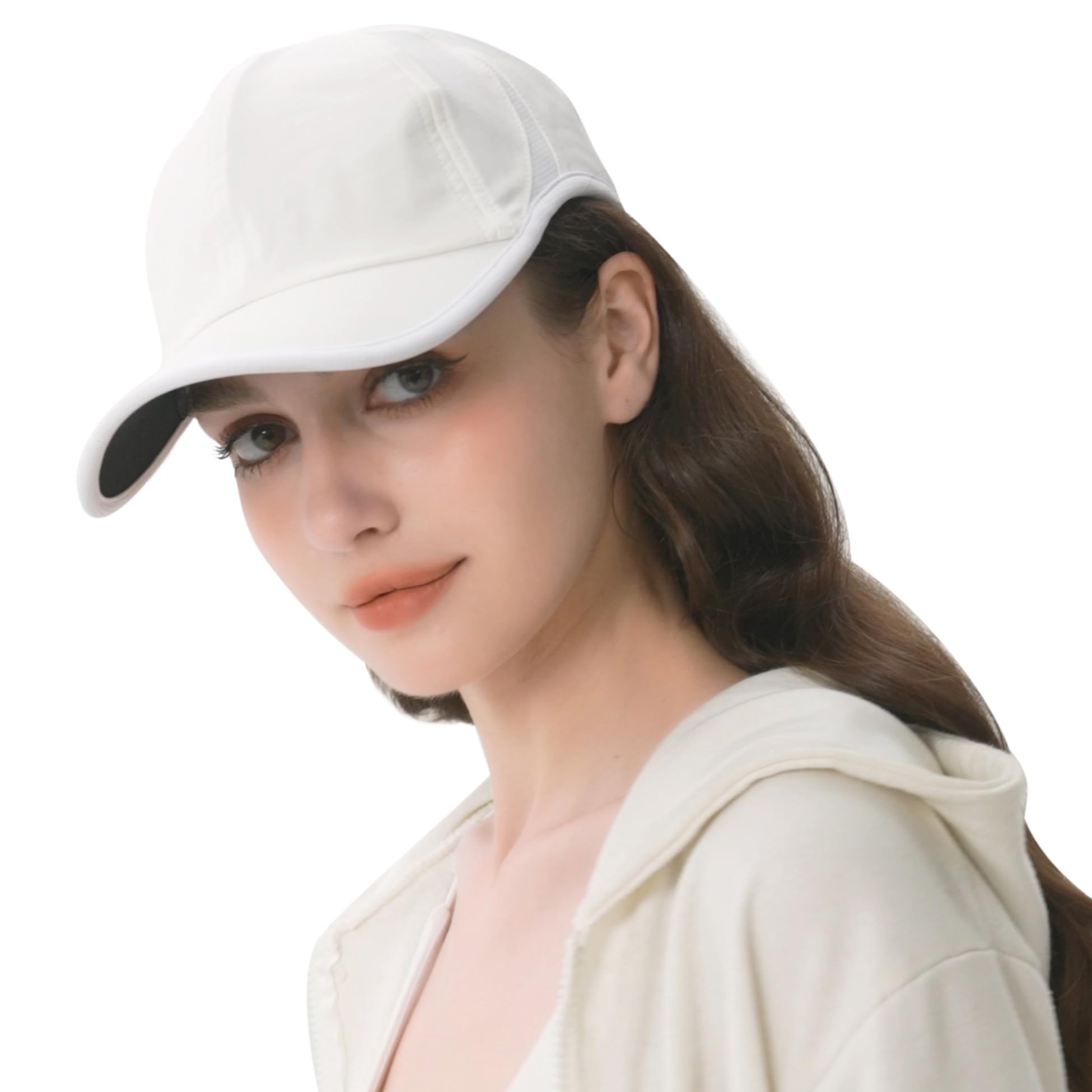 GADIEMKENSD Performance Running Hat for Women Summer Sun Ponytail Hats Stretchy Golf Hats Men Cooling Breathable Vented Mesh Ball Cap for Hiking Tennis Workout Gym Outdoor Sports White