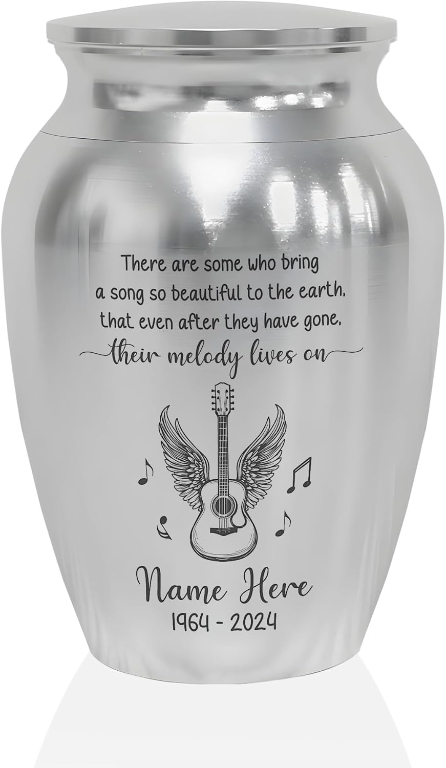 Artsy Woodsy Personalized Music Lovers Mini Urns Stainless Steel, Burial Decorative Keepsake Urn 2.56 inch, Funeral Memorial Urn for Loved One Adult Male Female Human Ashes (07, 2.56, Guitar)