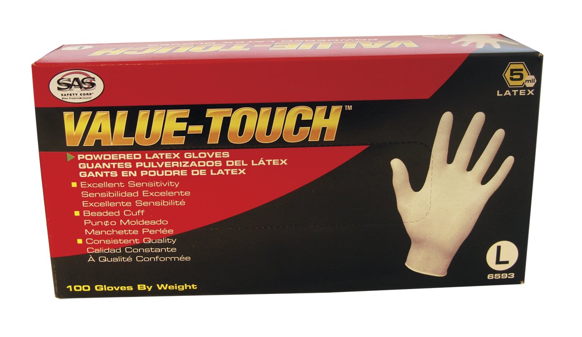 SAS Safety 6593 Value-Touch Industrial Disposable Latex 5 Mil
