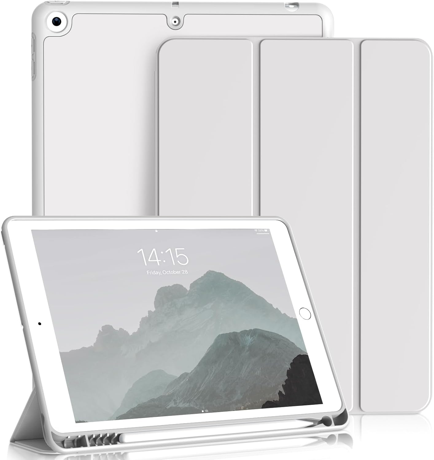 ZKTUYU Case for iPad 9/8/7 Generation, Case with Pencil Holder for iPad