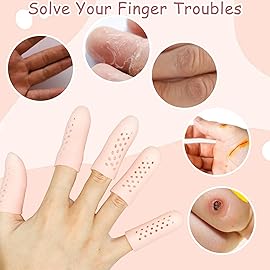 16Pcs Gel Finger Cots with Air Holes, Gel Finger Protectors Finger Covers Protection for Finger Tips, Breathable Finger Covers Finger Caps Gloves Finger Protectors for Wound, Finger Cracking