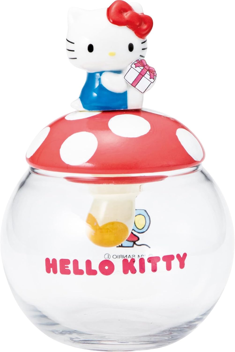 Sanrio SAN4553 Fairy Tale Hello Kitty Mushroom Kitty Candy Pot with Canister Lid, Storage Container, Approx. 10.1 x 4.7 inches (300 ml), Approx. 3.9 x 4.7 inches (10 x 12 cm), Characters Kitty Goods,