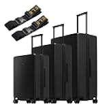 Luminous Luggage Sets 3 Piece with Luggage Straps, (20/24/28)