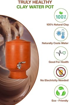 Village Decor Clay Water Pot with lid (7000 ML)
