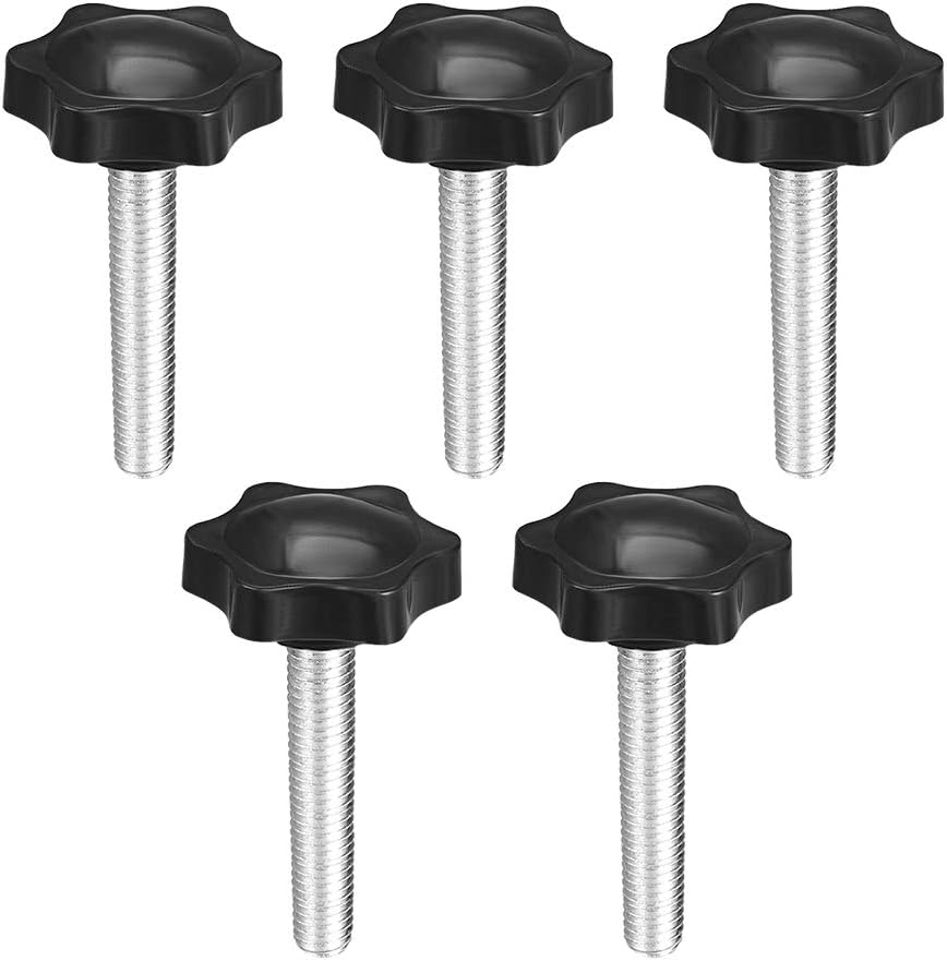 uxcell Clamping Screw Knob, 38mm Dia Plum Hex Shaped Grips Star Knob M8 x 40mm Male Thread, 5pcs, M8*40