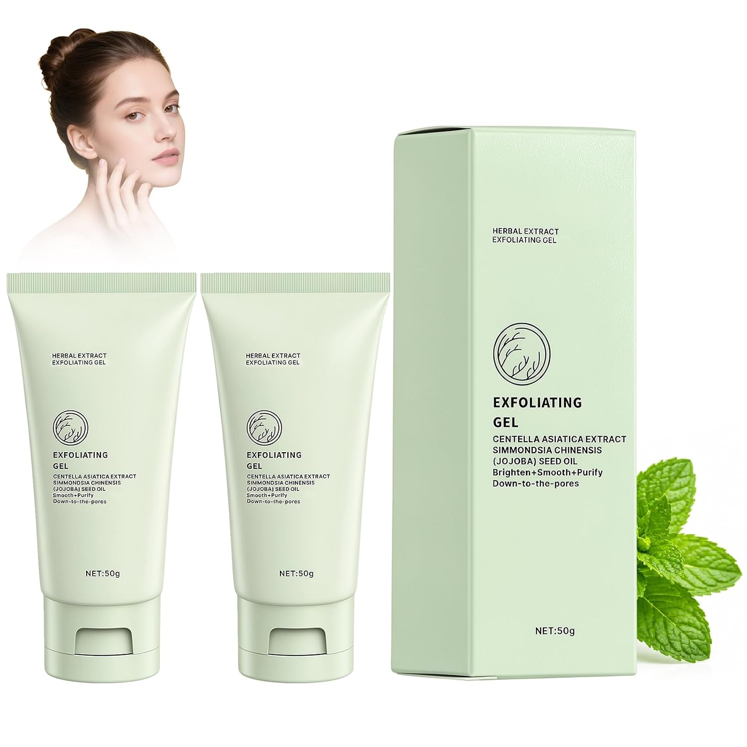 2Pcs Herbal Exfoliating Gel, Gentle Facial Scrub that Hydrating Formula for Smoother Skin, Exfoliating Gel, Deep Cleansing Face And Body Exfoliating Scrub Gel For All Skin