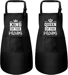 Generic Cute Couple Apron Set for Fun Cooking & BBQ - Perfect Anniversary, Wedding, Engagement, Christmas, or Bridal Shower Gift!, Black