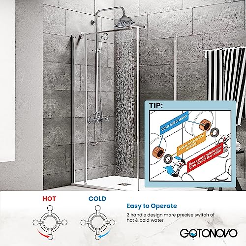 Gotonovo Chrome Rainfall Shower Set with Handheld Spray #TOP18