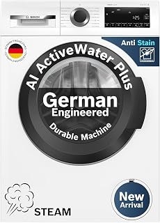 Bosch 12 kg 5 Star Front Load Fully Automatic Washing Machine, AI ActiveWater, Inbuilt heater, Antibacterial Tech, 14 Wash Programs, 66L Large Drum, SoftCare Paddle, White, WGA27400IN (2026 Model)