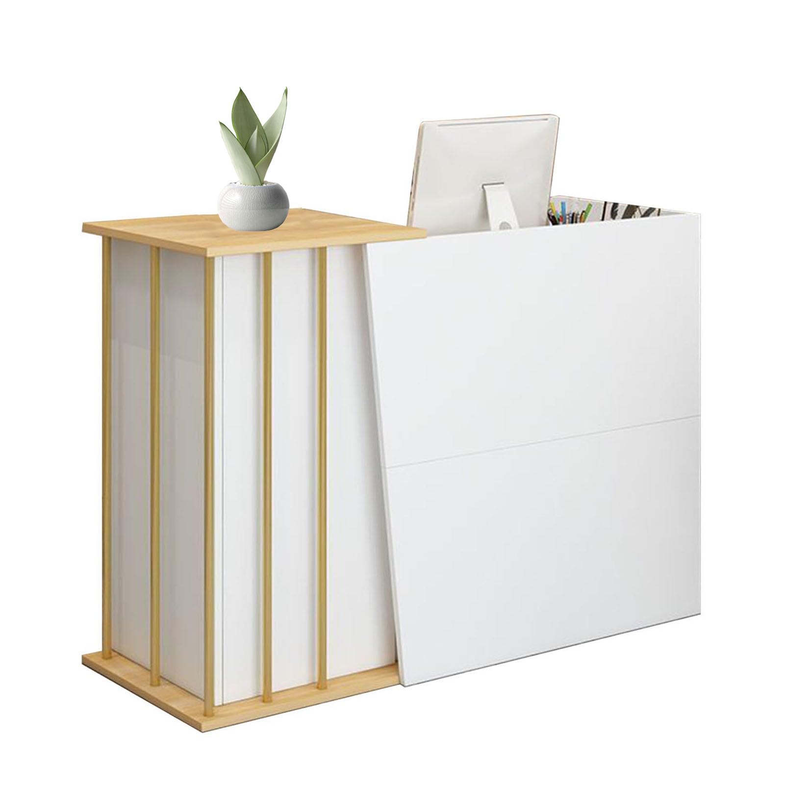 Bancone della Reception Semplice E Moderno, Bancone Negozio con Cassetti, Scrivania Salvaspazio 4 Spazio di Archiviazione, per Aziende(Size:120cm,Color:A)