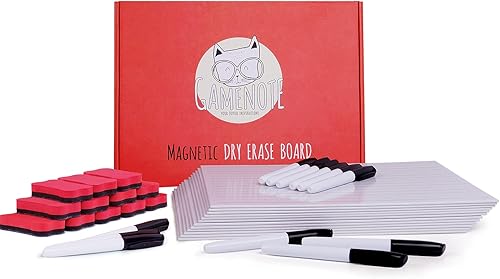 Miniatura 10 de Gamenote Juego de 24 pizarras blancas magnéticas pequeñas  Imán de doble cara de borrado en seco, pizarra blanca forrada de 9 x 12 pulgadas para