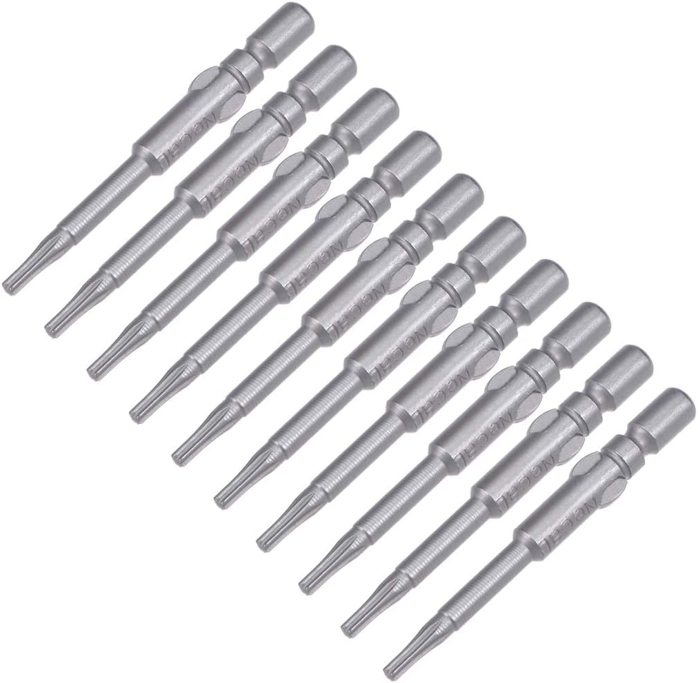 uxcell 10 Pcs 40mm Long 4mm Dia Round Shank T6 Magnetic Torx Screwdriver Bits