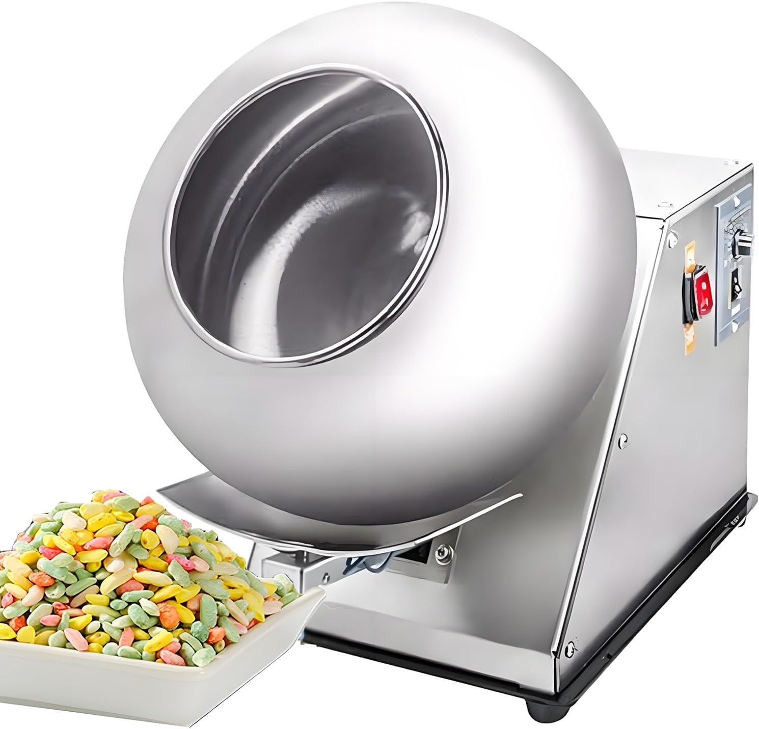 Automatic Candy Coating Machine, Commercial Sugar Tablet Coater, Electric Polishing Machine with Adjustable Speeds, 2-5kg/H Chocolate Coater, 110V for Efficient Candy Production