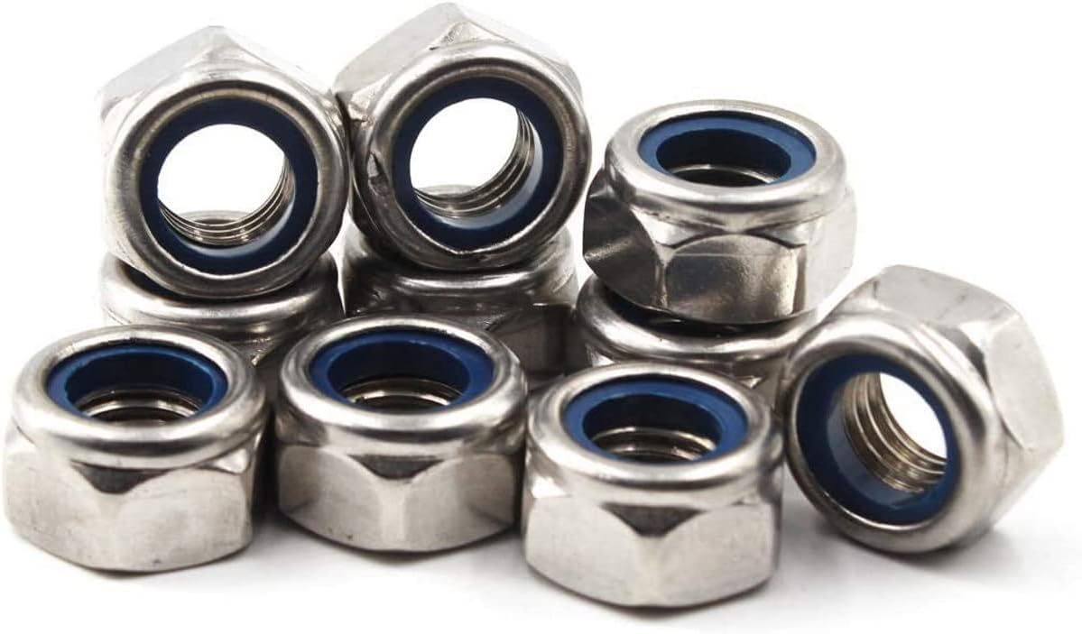 Stainless Steel Hex Nuts With Nylon Insert - Self-locking Lock Nuts For Secure Connections For Household And Mechanical Appliance (6MM, 10, PCS)
