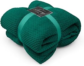 GC GAVENO CAVAILIA Waffle Fleece Throw, Honeycomb Pattern Soft Thermal Blanket, Popcorn Teddy Sofa Bedspread, 130x150 cm, Green