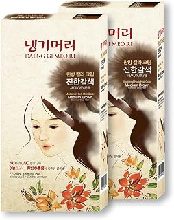 Daeng Gi Meo Ri – Korean Herbal Hair Dye Color Cream [Medium Brown] (2 PACK) - PPD-Free Gray Coverage, Hair Protection, High-Keratin Formula, 5 Oz