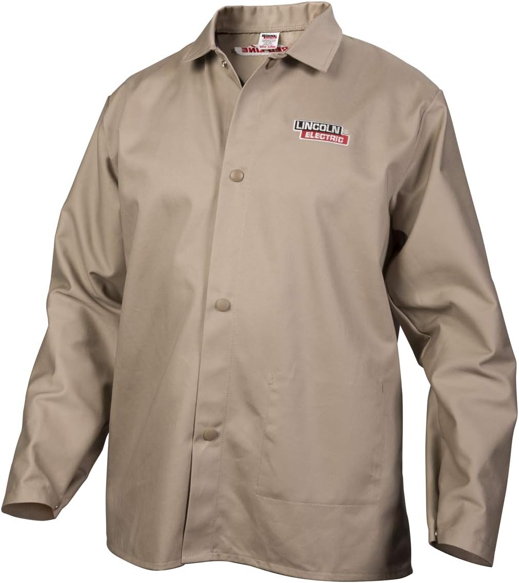 Lincoln Electric Premium Flame Resistant (FR) Cotton Welding Jacket | Comfortable | Khaki / Tan | XL | K3317-XL