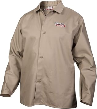 Lincoln Electric Premium Flame Resistant FR Cotton Welding Jacket | Comfortable | Khaki / Tan | Medium | K3317-M