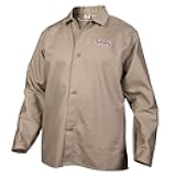 Lincoln Electric Premium Flame Resistant (FR) Cotton Welding Jacket | Comfortable | Khaki / Tan | Large | K3317-L