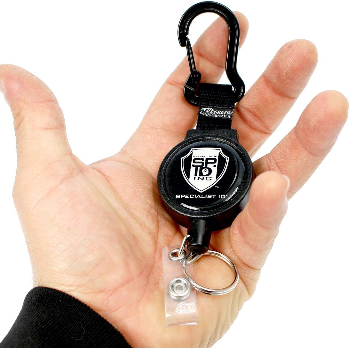 5 Pack - Heavy Duty Badge Reel with Badge Holder & Key Ring - Carabiner Retractable Keychain Lanyard with Strong Kevlar® Cord, Card Strap & Belt Loop Clip by Specialist ID & Key-Bak USA