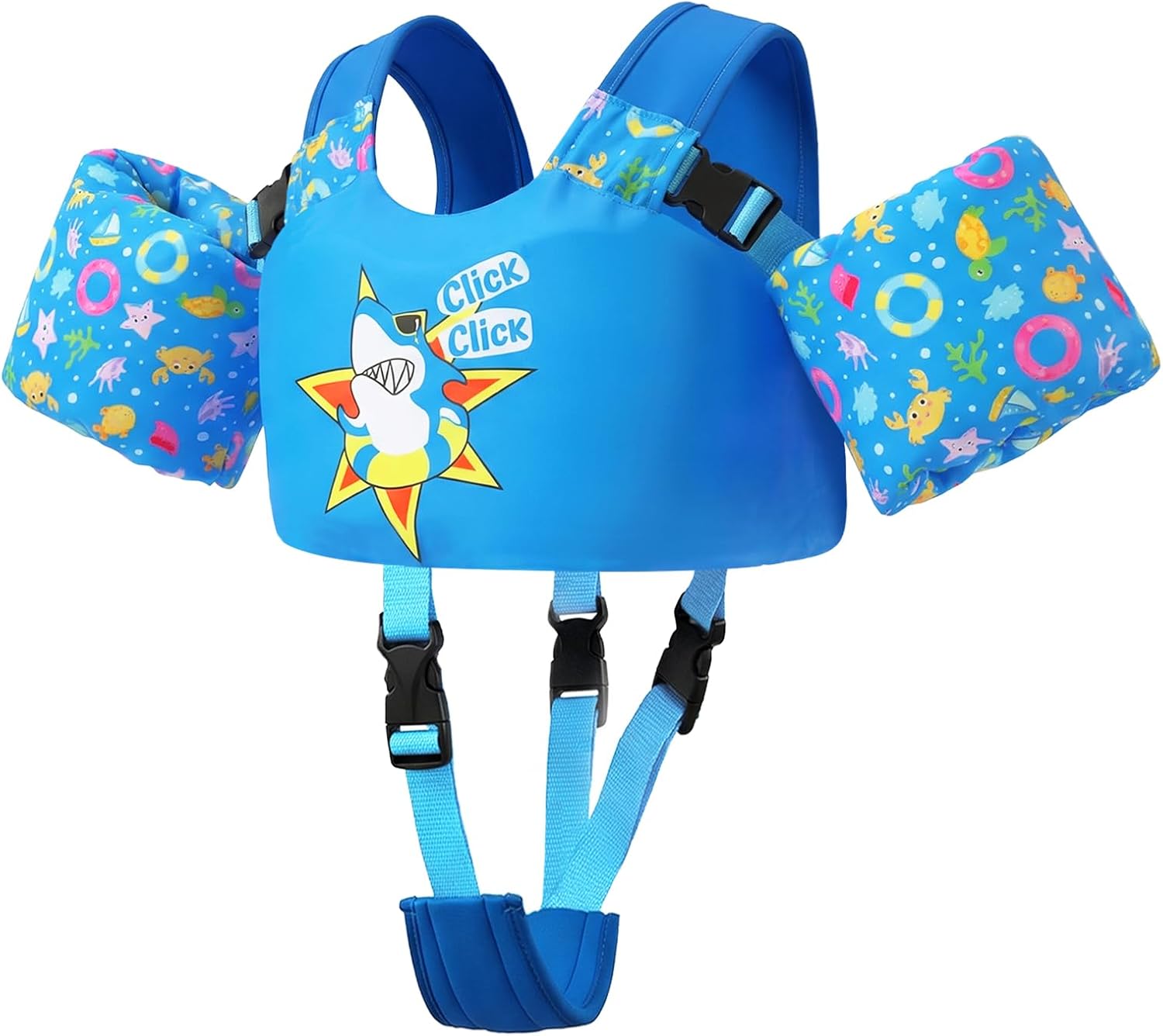 Zeraty Toddler Kids 3-in-1 Swim Vest Pool Floaties for 30,40,50,60,70 lbs Boys and Girls Ages 2,3,4,5,6,7,8 - Swimming Training Jacket with Adjustable Crotch Strap & Detachable Arm Bands Learn to Swim