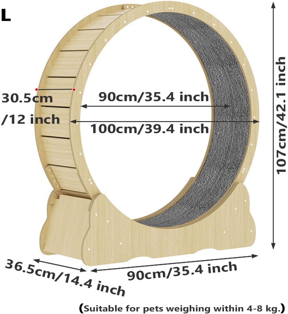 Cat Treadmill, Pet Cat Climbing Exercise Wheel with Replaceable Gripping Pads, TPE Silent and Noiseless Rollers Pet Smooth Run Freely,L-E
