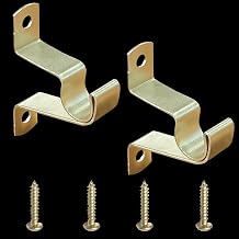 7/16 Cafe Rod Brackets,Set of 2 Curtain Rod Brackets for mounting a Curtain Rod to The Wall,Gold...