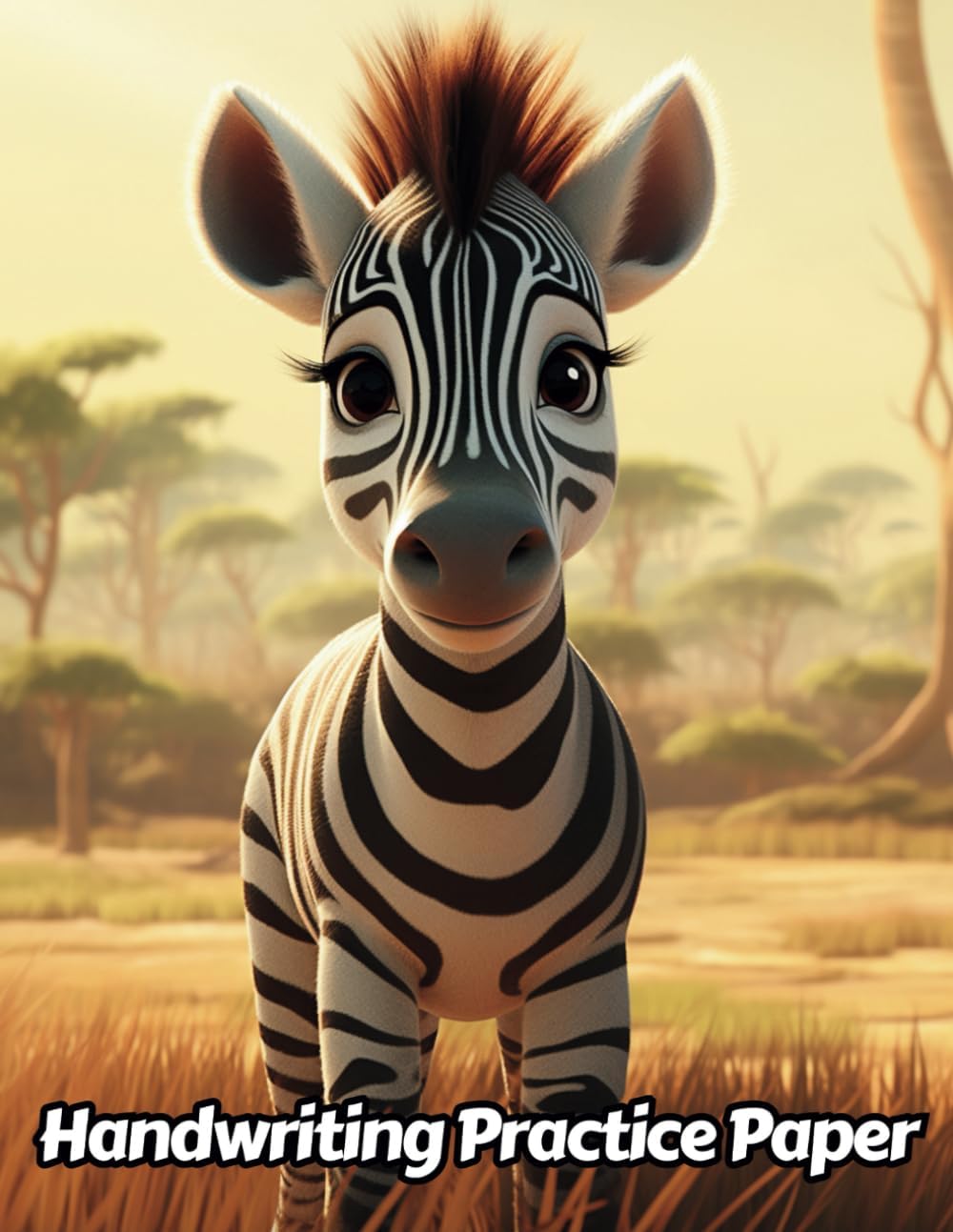 Zebra Handwriting Practice Paper: Wide Lines With Dotted Midline | For Students Learning To Write Letters | Grades K-2 School | Gift For Safari Animal Lovers | 8.5 x 11 Inches | 111 Pages | v2