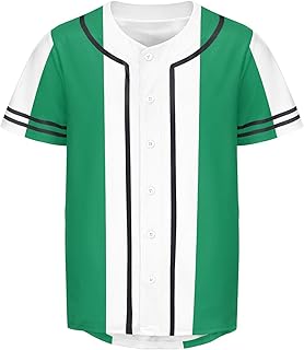 Vnurnrn Nigeria Flag Mens Baseball Button Down Jersey Hipster Hip Hop T Shirts