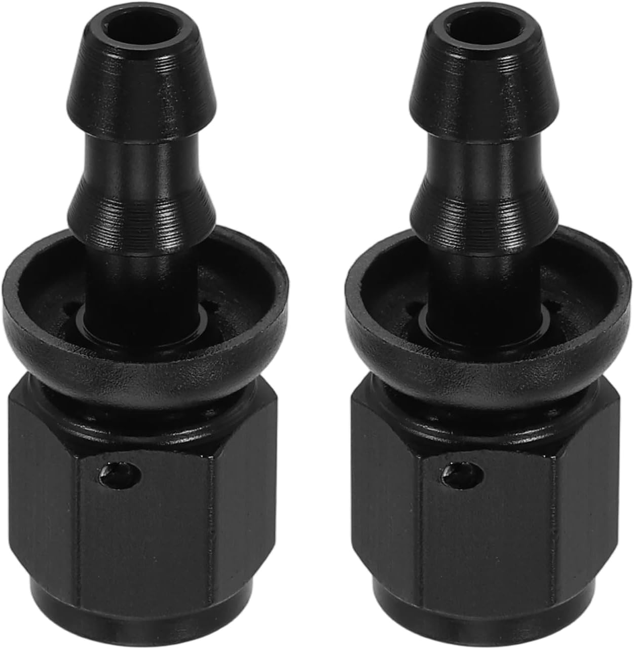 sourcing map 2pcs 4AN 0 Degree Straight Push Lock Hose Fitting End Aluminum Straight Swivel Barb Fuel Line Hose Adapter Fitting Barb Connector for Rubber Fuel Line