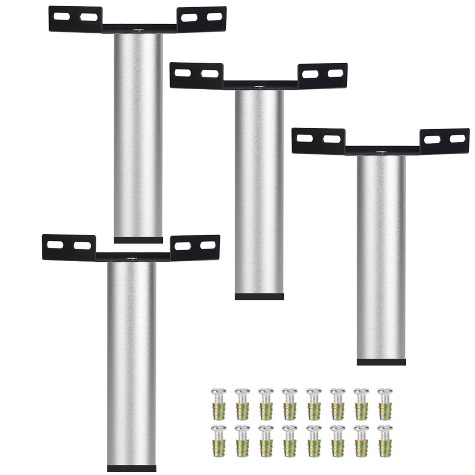 UYHBCNQD 4Pcs Replacement Legs Set Aluminum Furniture Legs Alloy Bed Support Leg Adjustable Dresser Extenders Feet Cabinets Legs Parts(Silver,18cm)