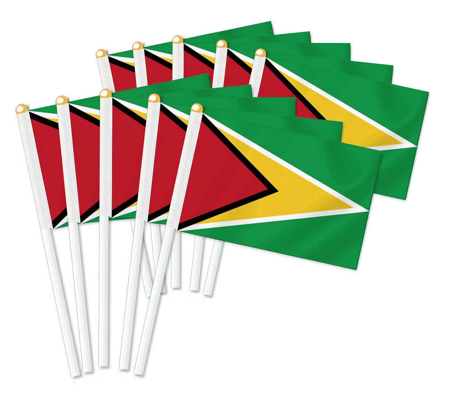 25 PCS Guyana Handheld Flag,Guyanese Decor Hand Held Flags,Decoration Banner