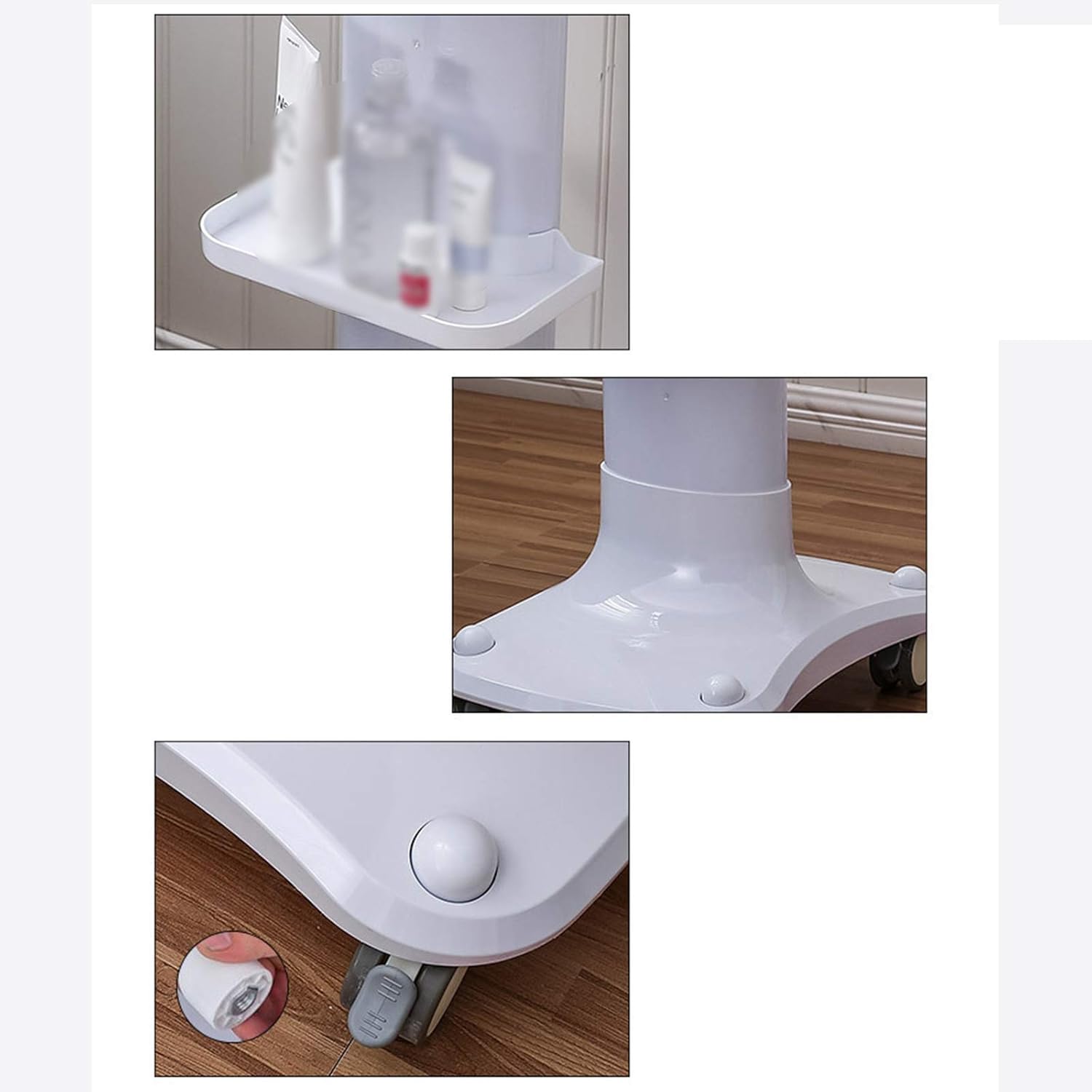 Beauty Cart, Salon Roller Cart Stand Beauty Tray Mobile Rolling Cart with Universal Wheel Salon Equipment Trolley Spa Service Instrument Hairdressing Storage Tray Trolley,Load 330lbs,ABS (White) : Beauty & Personal Care
