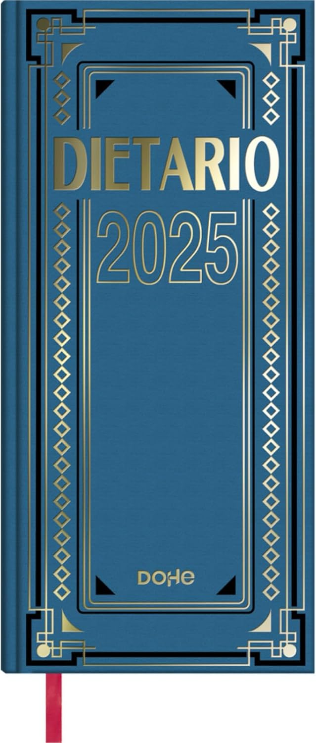 Dohe - Diary 2025 Spanish - Day Page, Size Two Thirds (2/3) 14.5x31cm, Hardcover, Includes Expirations 2025 and 2026, Dates to Remember, Annual Planning, Summary of the Month - Blue