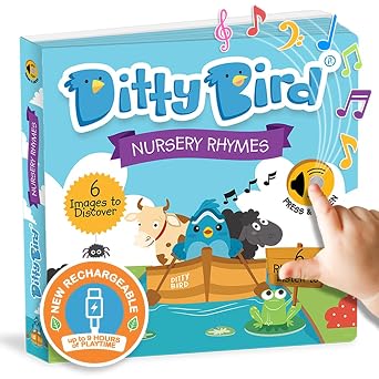 Ditty Bird Musical Books for Toddlers | Interactive Nursery Rhymes Book with Sound Old Macdonalds Farm & More Songs | Fun Baby Book for 1-3 Year Olds | Sturdy Sound Book for Toddlers