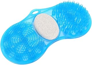 Yosoo Health Gear Shower Foot Massage Mat, Blue Silicone Foot Massage Cleaner with Pumice Stone and Dual Massage Brushes