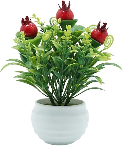 fublousRR5 Árbol frutal artificial, hongo de fresa, frutal, planta bonsái, sala de estar, decoración de jardín, granada
