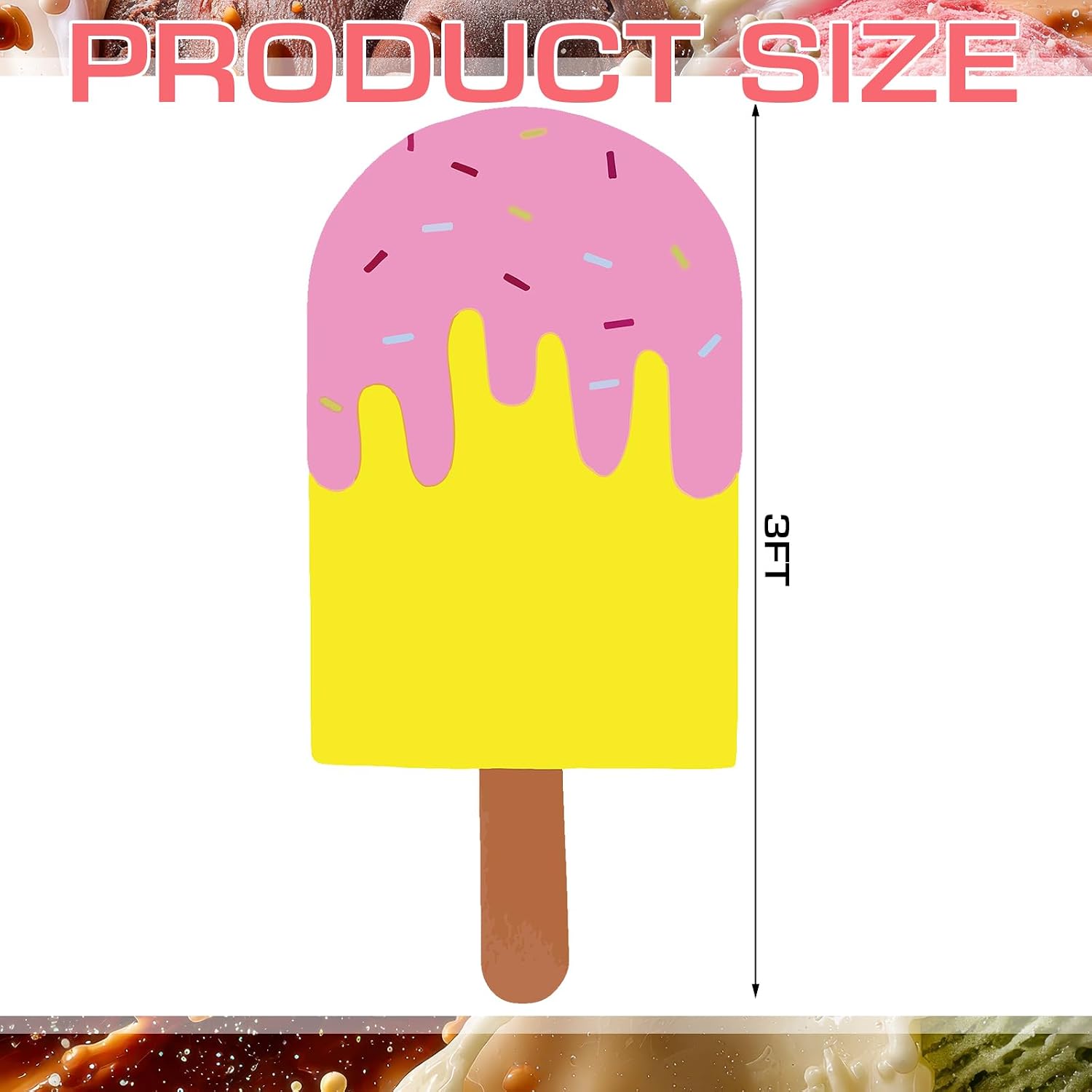 Colingmill 3 ft Ice Cream Party Decorations Cute Dessert Party Cardboard Cutouts Birthday Background Decor for Ice Lolly Candy Summer Baby Shower Wedding Supplies Decor image 2