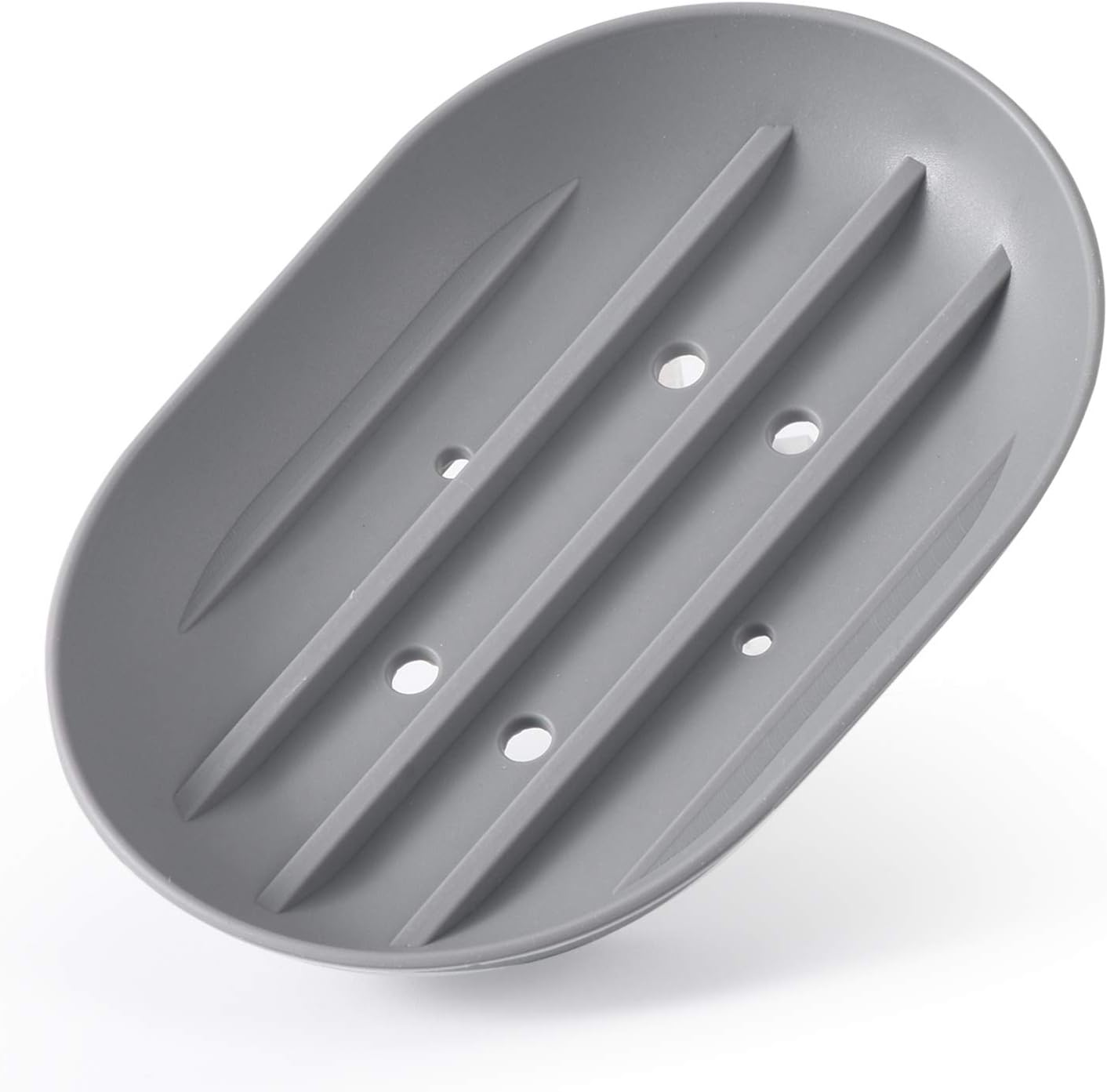 Bathroom Soap Dishes Dish Holder Stand Saver Tray Case for Shower-Silicone Rubber Drainer Dishes for Bar Soap Sponge Scrubber Bathroom Kitchen Sink-Dishwasher Safe-Drains Water,Extends Soap Life,Gray: Home & Kitchen