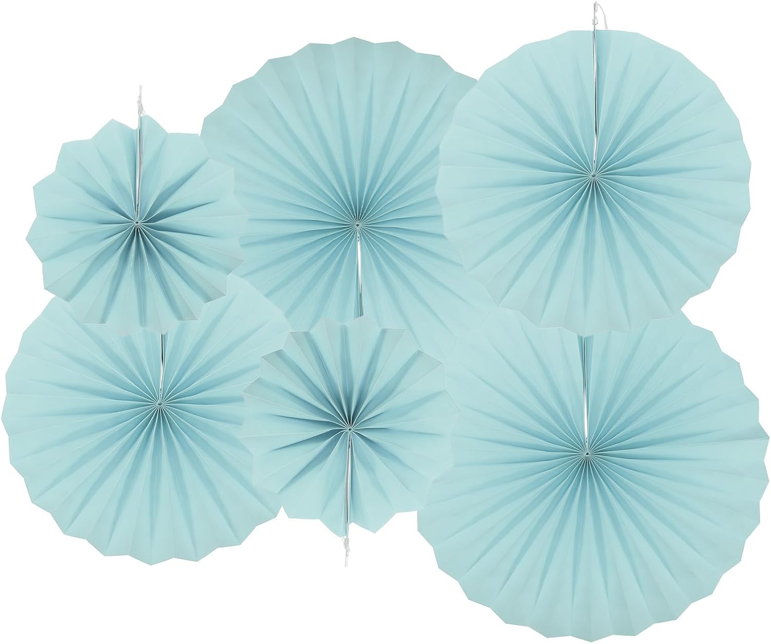 MECCANIXITY Hanging Paper Fans Party Set 6Pcs Round Pattern Hanging Paper Fans Decoration for Home Shop Wall Birthday Wedding Graduation Events(Blue)